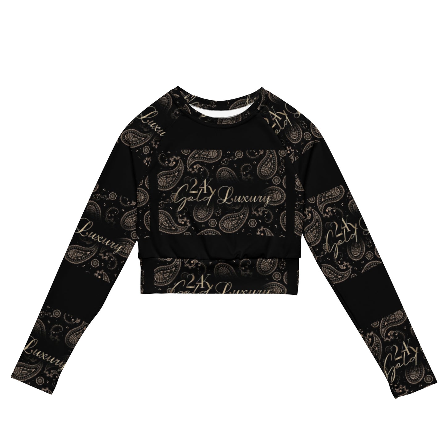 Black Paisley Long Sleeve Crop