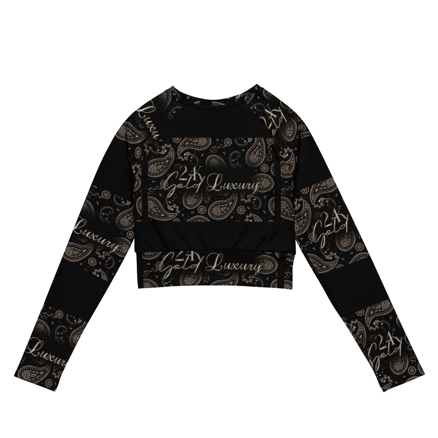 Black Paisley Long Sleeve Crop