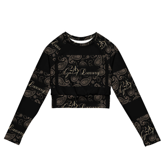 Black Paisley Long Sleeve Crop