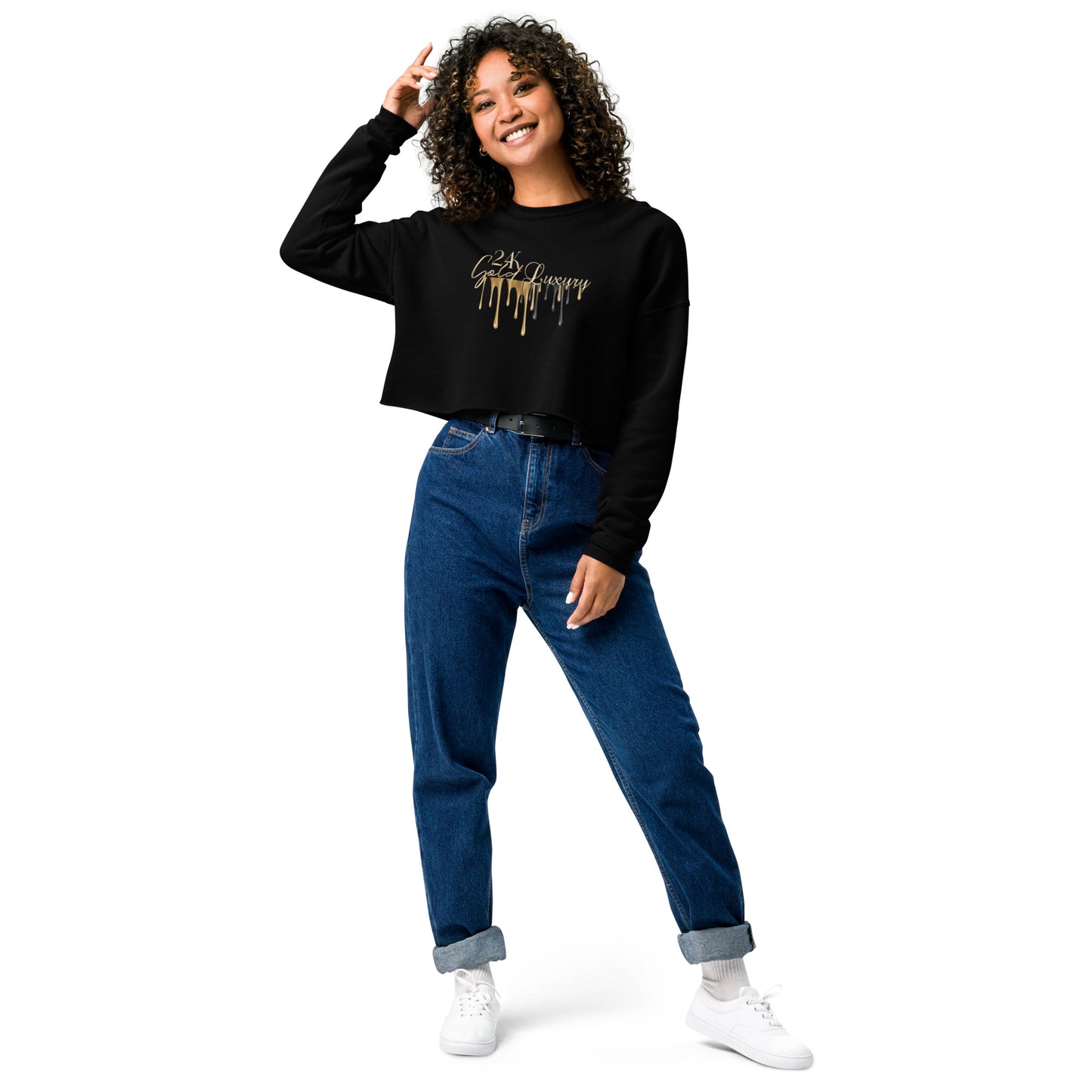 Crop Drip Sweatshirt Black